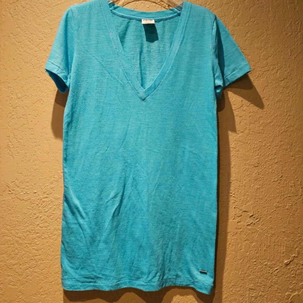 Victoria Secret Blue V-Neck T-Shirt Short Sleeve